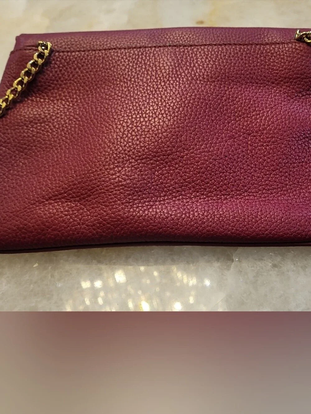 Michael Kors Cherry Pebbled Leather Clutch With Gold Hardware